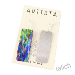 Artista Earrings - 'Cintra' Multicolor Abstract Art Rectangle - product images 3 of 4