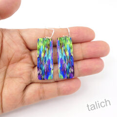 Artista Earrings - 'Cintra' Multicolor Abstract Art Rectangle - product images 4 of 4