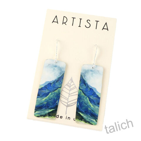 Artista,Earrings,-,'Maui',Nature,Mountain,Art,Print,Rectangle,Artista Earrings, Lightweight earrings, colorful earrings, 'Maui' Nature Mountain Art Print Rectangle