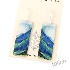 Artista Earrings - 'Maui' Nature Mountain Art Print Rectangle - product images 2 of 4