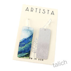 Artista Earrings - 'Maui' Nature Mountain Art Print Rectangle - product images 3 of 4