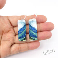 Artista Earrings - 'Maui' Nature Mountain Art Print Rectangle - product images 4 of 4