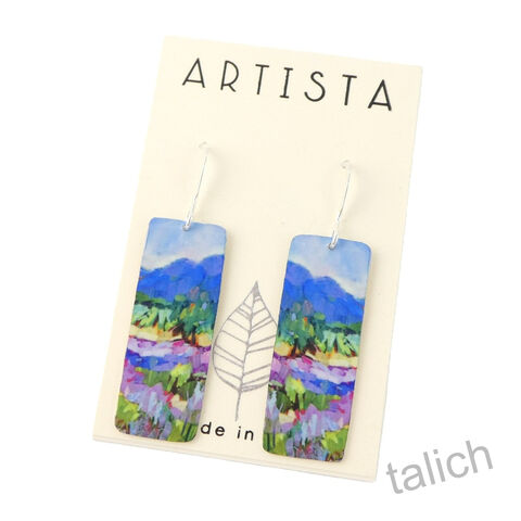 Artista,Earrings,-,'Mellow,Vista',Nature,Landscape,Art,Print,Rectangle,Artista Earrings, Lightweight earrings, colorful earrings, 'Mellow Vista' Nature Landscape Art Print Rectangle