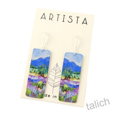 Artista Earrings - 'Mellow Vista' Nature Landscape Art Print Rectangle - product images 1 of 4