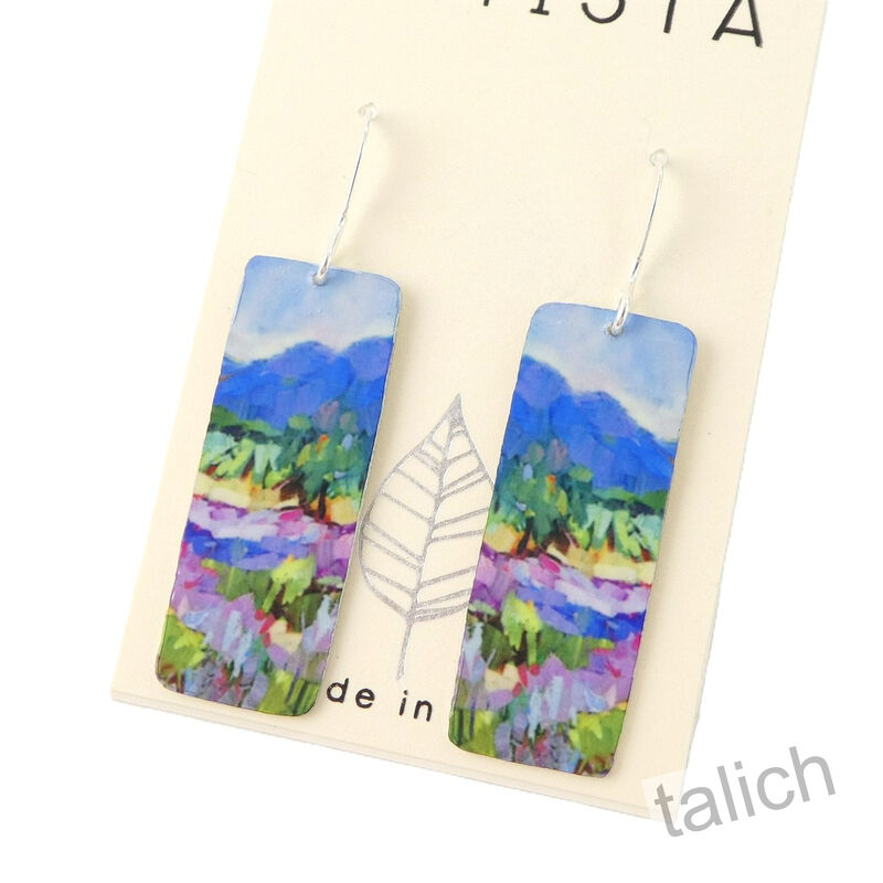 Artista Earrings - 'Mellow Vista' Nature Landscape Art Print Rectangle - product image 