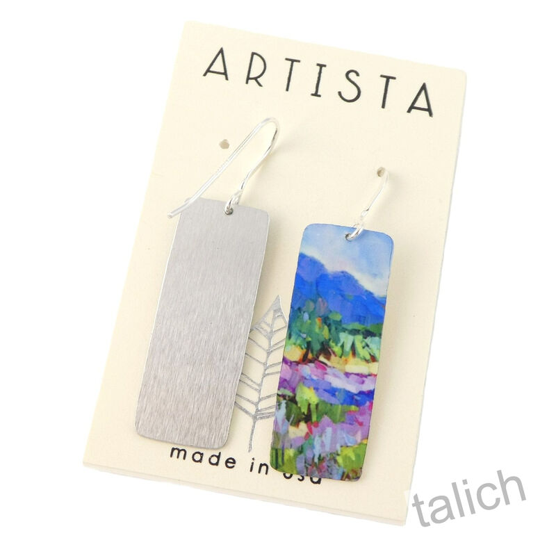 Artista Earrings - 'Mellow Vista' Nature Landscape Art Print Rectangle - product image 
