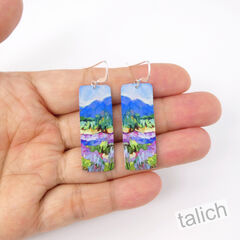 Artista Earrings - 'Mellow Vista' Nature Landscape Art Print Rectangle - product images 4 of 4