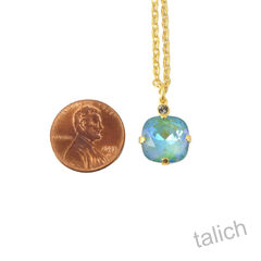 Catherine Popesco Round Crystal Pendant Necklace in Silky Sage - product images 3 of 6