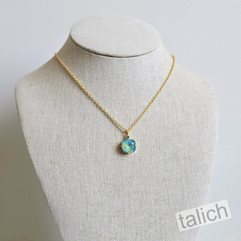 Catherine Popesco Round Crystal Pendant Necklace in Silky Sage - product image 