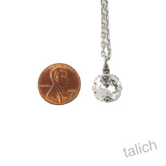 Catherine Popesco Antique Silver Plated Round Crystal Pendant Necklace in Clear - product images 3 of 6