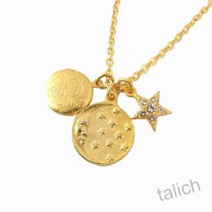 Catherine Popesco Moon and Star Floral Locket Triple Charms Necklace  - product images 2 of 7