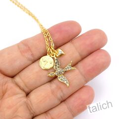 Catherine Popesco Swallow Dragonfly Heart Triple Charms Necklace - product images 5 of 7