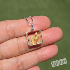 Two Cactus in Square Frame Petite Pendant Necklace - product images 3 of 8