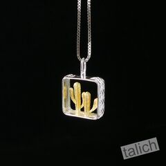Two Cactus in Square Frame Petite Pendant Necklace - product images 6 of 8