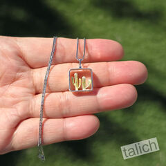 Two Cactus in Square Frame Petite Pendant Necklace - product images 5 of 8