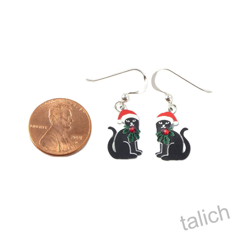 Sienna Sky Earrings - Christmas Cat with Santa Hat - product image 