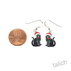 Sienna Sky Earrings - Christmas Cat with Santa Hat - product images 4 of 4
