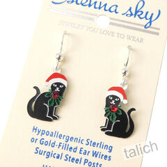 Sienna Sky Earrings - Christmas Cat with Santa Hat - product images 3 of 4
