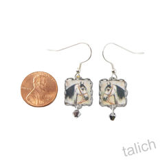 Lemon Tree - White Horse with Black Mane Square Lace Brass Earrings - product images 4 of 4