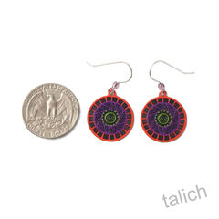 Adajio Earrings - Red Purple & Green Spiral Tribal Disc - product images 4 of 4