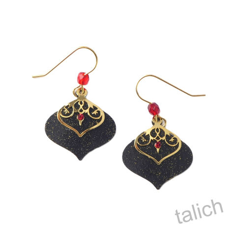 Adajio,Earrings,-,Black,Teardrop,with,Shiny,Gold,Scroll,Overlay,Adajio Earrings, Adajio earrings Sienna Sky, Adajio Jewelry, Adajio Colorado, Adajio 8063