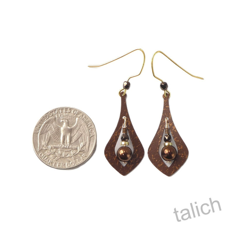 Adajio Earrings - Rustic Brown Open Necktie with Bead - product image 