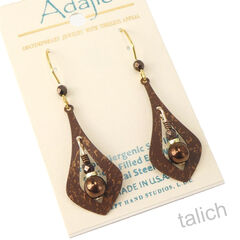 Adajio Earrings - Rustic Brown Open Necktie with Bead - product images 3 of 4