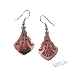 Adajio Earrings - Red Teardrop with Shiny Hematite Deco Overlay - product images 1 of 4