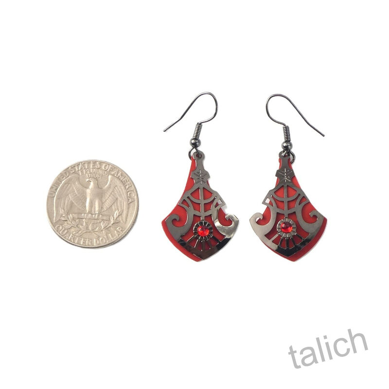 Adajio Earrings - Red Teardrop with Shiny Hematite Deco Overlay - product image 