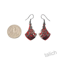Adajio Earrings - Red Teardrop with Shiny Hematite Deco Overlay - product images 4 of 4