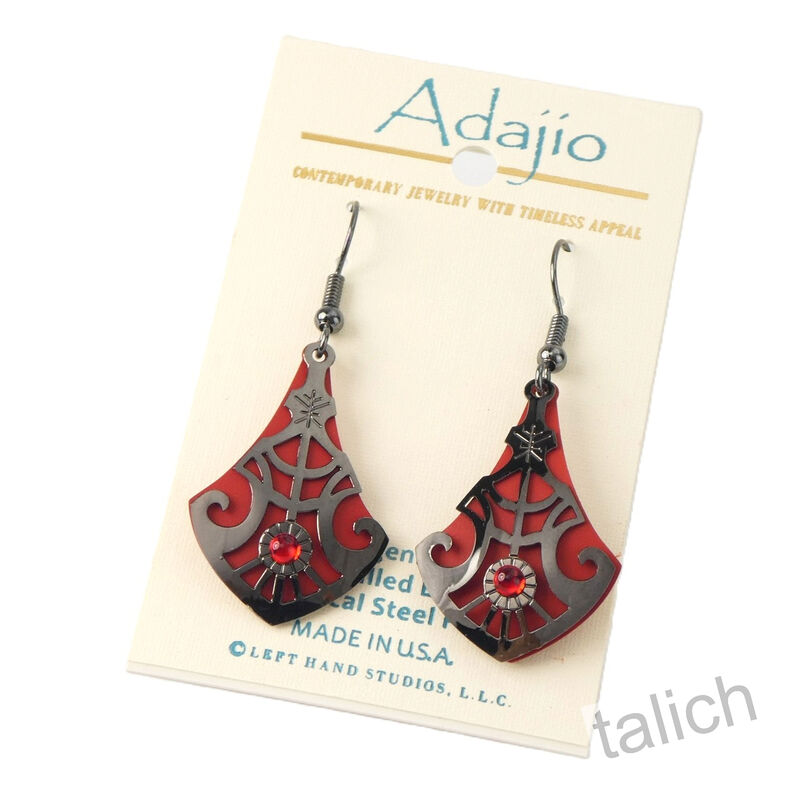 Adajio Earrings - Red Teardrop with Shiny Hematite Deco Overlay - product image 