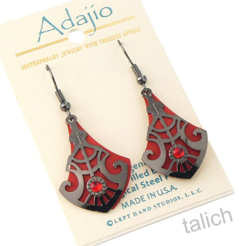 Adajio Earrings - Red Teardrop with Shiny Hematite Deco Overlay - product image 