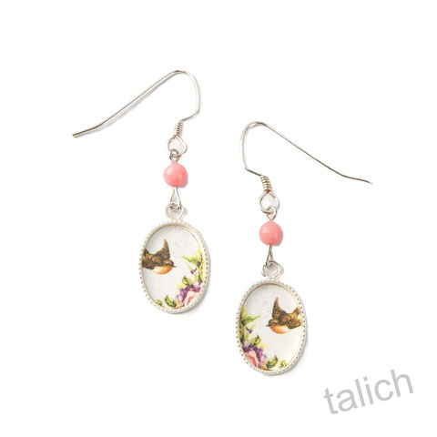 Lemon,Tree,-,Bird,with,Flowers,Small,Oval,Earrings,Pink,Bead,Lemon Tree Earrings Colorado, Lemon Tree Bird with Flowers Small Oval Earrings with Pink Bead