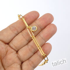 Catherine Popesco 14K Gold Plated Paperclip Bracelet with Crystal - product images 5 of 5