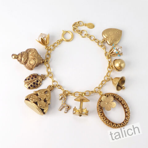 Catherine,Popesco,14K,Gold,Plated,Ornamental,Vintage,Charms,Bracelet,Catherine Popesco Bracelet, La Vie Parisienne Bracelet, Catherine Popesco Jewelry, Catherine Popesco Paris