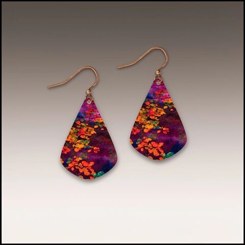 DC,Designs,-,Dark,Purple,Abstract,Flowers,Print,Teardrop,Earrings,DC Designs Jewelry, Art Print Earrings, DC Designs Earrings, Handmade Colorado