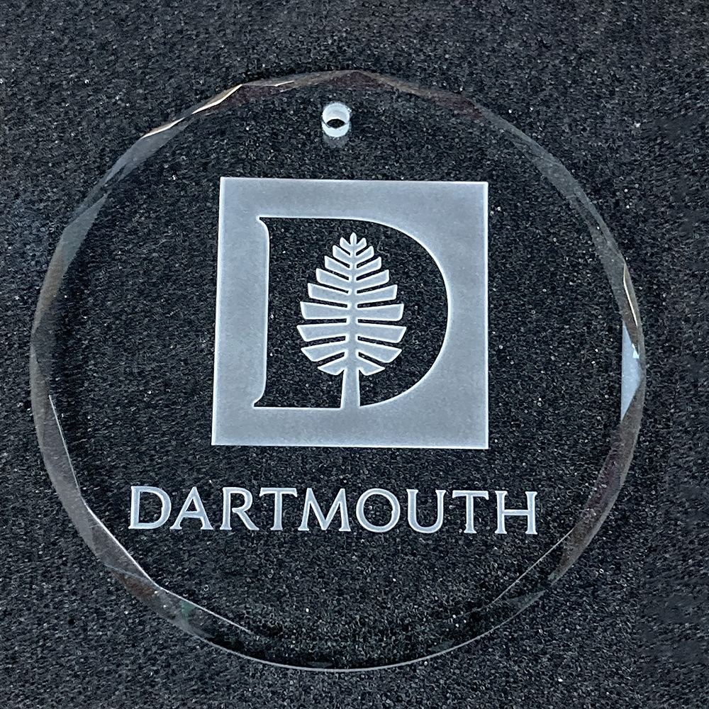 Dartmouth crystal etched glass ornament